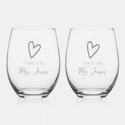 Nichts Extravagant nur Liebe Hochzeit Weinglas Ohne Stiel (Vorderseite)