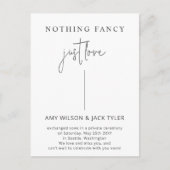 Nichts Extravagant nur Liebe Hochzeitsankündigung Postkarte (Vorderseite)