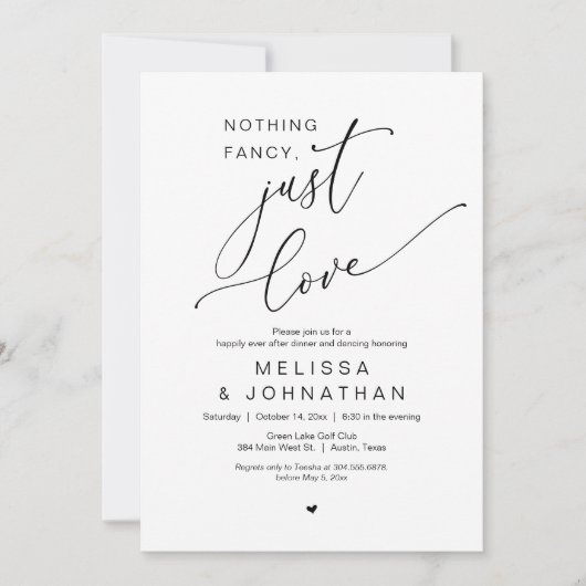 Nichts Extravagant, nur Liebe, Hochzeitsdinner Dan Einladung (Vorderseite)