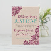 Nichts Extravagant, nur LIEBE! Hochzeitseinladunge Einladung (Stehend Vorderseite)