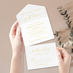 Nichts Extravagant nur Liebe Hochzeitsempfang All-in-One-Einladung