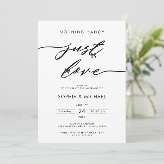 Nichts Extravagant nur Liebe Hochzeitsempfang Einladung (Stehend Vorderseite)