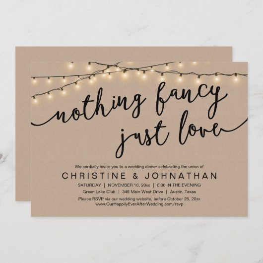 Nichts Extravagant, nur Liebe, Hochzeitsessen Einladung (Vorne/Hinten)