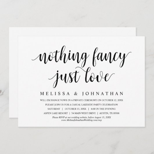 Nichts Extravagant nur Liebe, Hochzeitsessen Einladung (Vorne/Hinten)