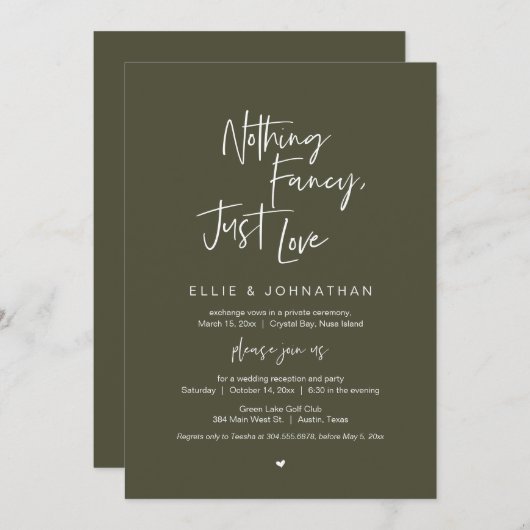 Nichts Extravagant nur Liebe, Hochzeitsessen Einladung (Vorne/Hinten)