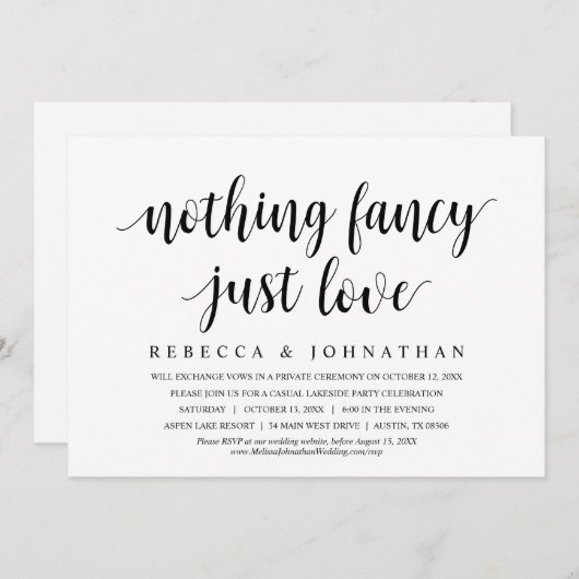 Nichts Extravagant nur Liebe, Hochzeitsessen Einladung (Vorne/Hinten)