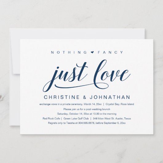 Nichts Extravagant, nur Liebe, Hochzeitsfeier Einladung (Vorderseite)