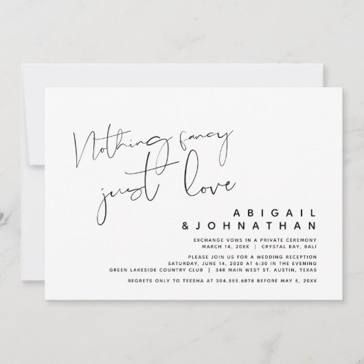 Nichts Extravagant, nur Liebe, Hochzeitsfeier Einladung (Vorderseite)