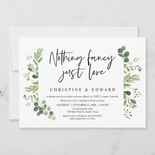 Nichts Extravagant, nur Liebe, Hochzeitsfeier Einladung (Vorderseite)