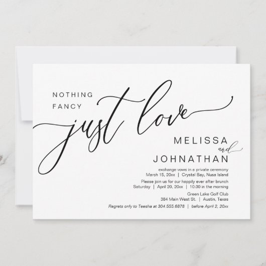 Nichts Extravagant nur Liebe, Hochzeitsfeier Einladung (Vorderseite)