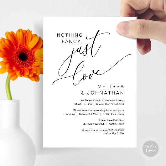 Nichts Extravagant, nur Liebe, Hochzeitsfeier Invi Einladung