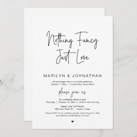 Nichts Extravagant, nur Liebe, Hochzeitsfeier Part Einladung (Vorne/Hinten)