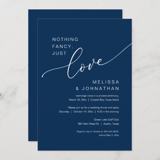 Nichts Extravagant, nur Liebe, Hochzeitsfeier Part Einladung (Vorne/Hinten)