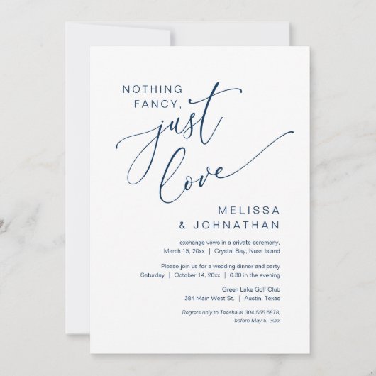 Nichts Extravagant, nur Liebe, Hochzeitsfeier Part Einladung (Vorderseite)