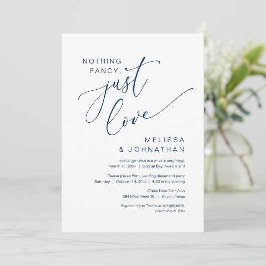 Nichts Extravagant, nur Liebe, Hochzeitsfeier Part Einladung (Stehend Vorderseite)