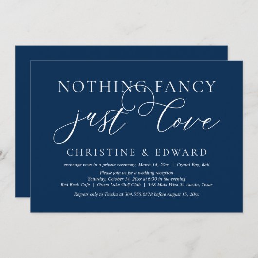 Nichts Extravagant, nur Liebe, Hochzeitsfeier Part Einladung (Vorne/Hinten)