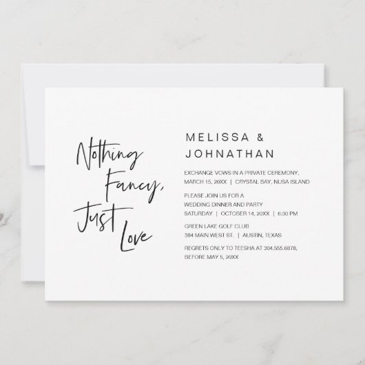 Nichts Extravagant, nur Liebe, Hochzeitsfeier Part Einladung (Vorderseite)