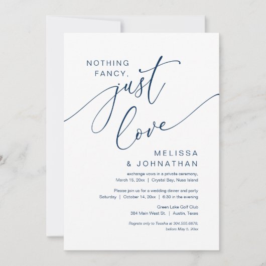 Nichts Extravagant, nur Liebe, Hochzeitsfeier Part Einladung (Vorderseite)