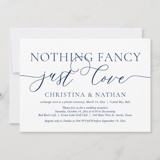 Nichts Extravagant, nur Liebe, Hochzeitsfeier Part Einladung (Vorderseite)