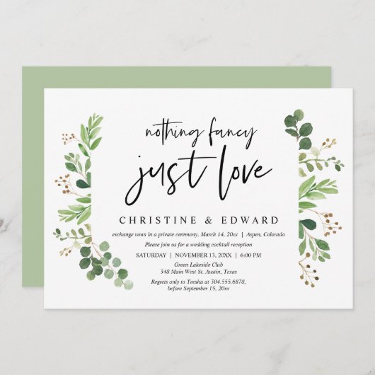 Nichts Extravagant, nur Liebe, Hochzeitsfeier Part Einladung (Vorne/Hinten)