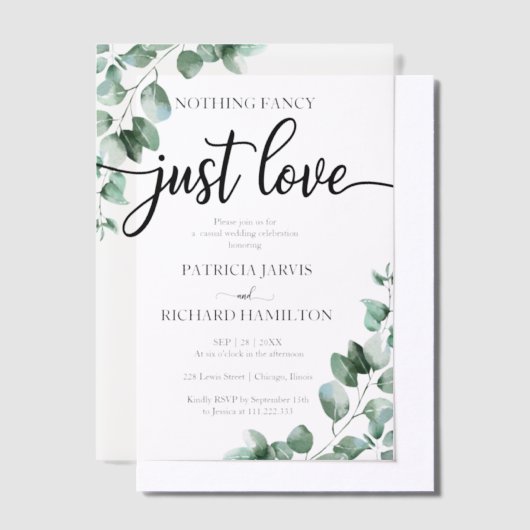 Nichts Extravagant nur Liebe Hochzeitsgrün Pergament Einladungen (Versetzt)