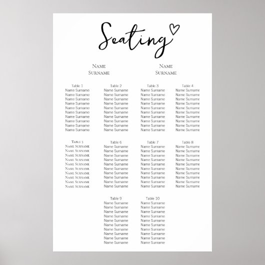 Nichts Extravagant, nur Liebe Hochzeitssitzplan Poster (Vorne)