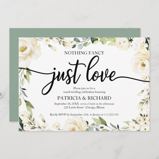 Nichts Extravagant, nur Liebe Hochzeitsweiße Creme Einladung (Vorne/Hinten)