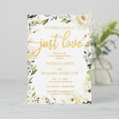 Nichts Extravagant, nur Liebe Hochzeitsweiße Creme Folieneinladung (Stehend vorne)