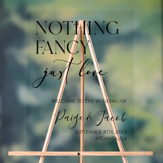 Nichts Extravagant nur Liebe Hochzeitswillkommen Acrylschild (Neutral)