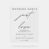 Nichts Extravagant, nur Liebe Hochzeitszeichen Acrylschild (Vorderseite)