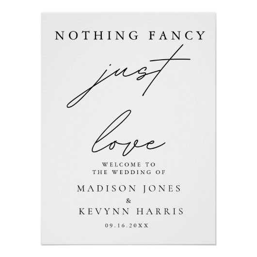 Nichts Extravagant, nur Liebe Hochzeitszeichen Poster (Vorderseite)