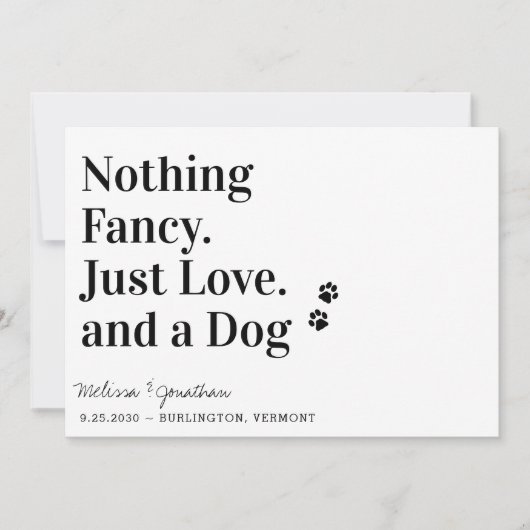 Nichts Extravagant, nur Liebe Hund Hochzeit speich Save The Date (Vorderseite)
