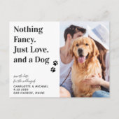 Nichts Extravagant nur Liebe Hund Save the Date Ankündigungspostkarte (Vorderseite)