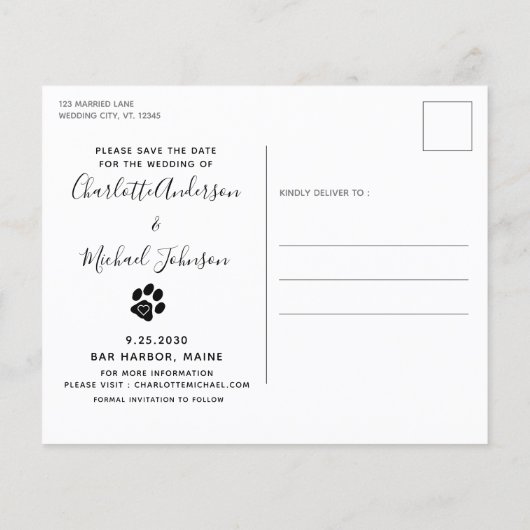 Nichts Extravagant nur Liebe Hund Save the Date Po (Rückseite)