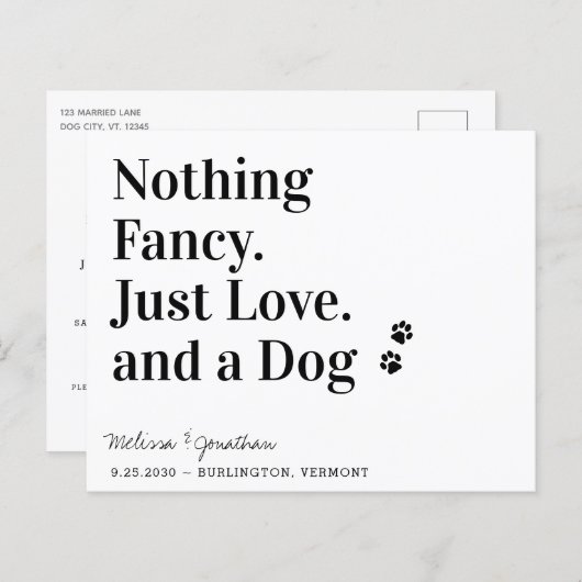 Nichts Extravagant nur Liebe Hund Save the Date Po (Vorne/Hinten)