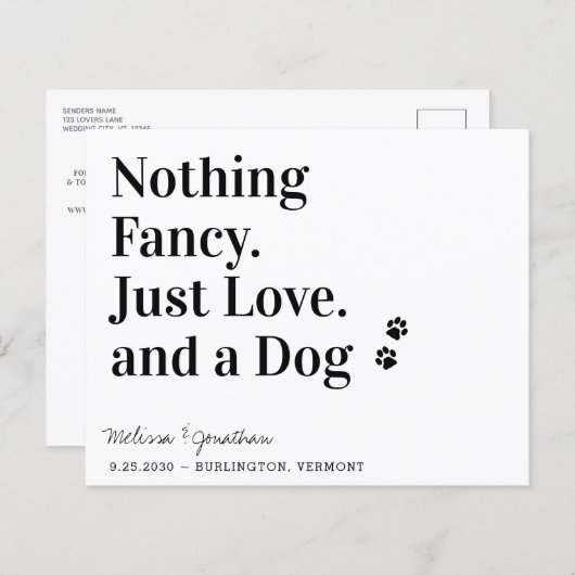 Nichts Extravagant nur Liebe Hund Save the Date QR (Vorne/Hinten)