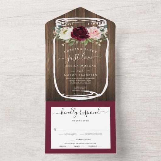 Nichts Extravagant nur Liebe in einer Hochzeitsrei All In One Einladung (Innen Boden)