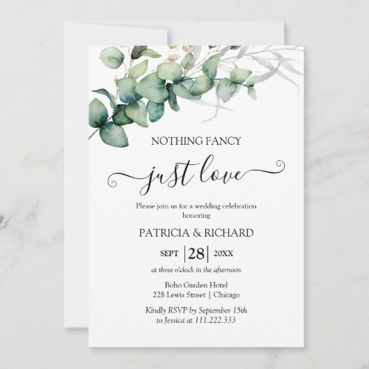 Nichts Extravagant nur Liebe intim Einladung (Vorderseite)