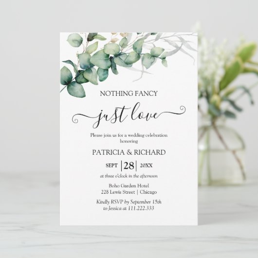 Nichts Extravagant nur Liebe intim Einladung (Stehend Vorderseite)