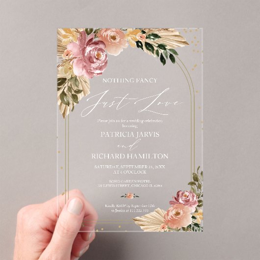 Nichts Extravagant nur Liebe intime Hochzeit Acryleinladungen (Insitu (Handheld))