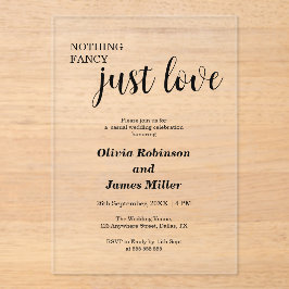 Nichts Extravagant nur Liebe Lässig Hochzeit Acryleinladungen