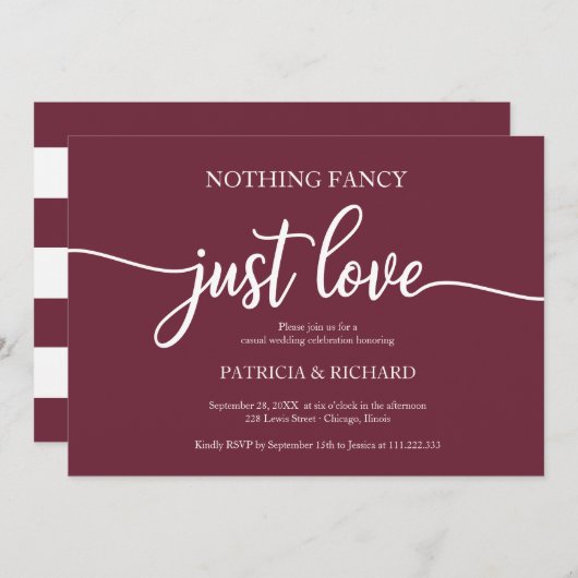 Nichts Extravagant nur Liebe Lässig Hochzeit Burgu Einladung (Vorne/Hinten)