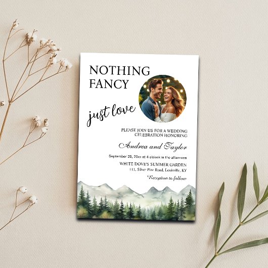 Nichts Extravagant nur Liebe Lässig Hochzeit Foto Einladung