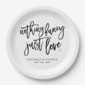 Nichts extravagant nur Liebe lässig Hochzeit Pappteller (Vorderseite)