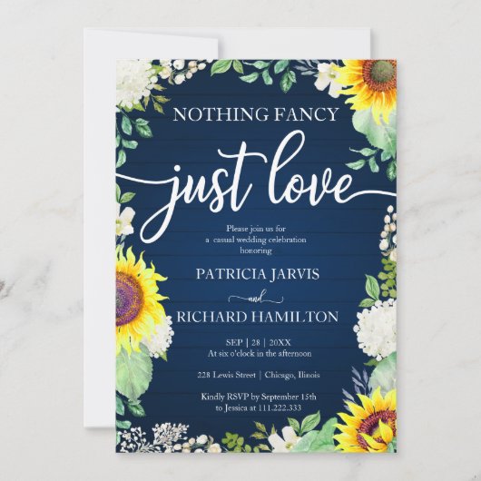 Nichts Extravagant nur Liebe Lässig Hochzeitsblume Einladung (Vorderseite)