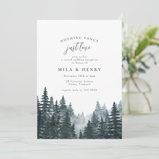 Nichts Extravagant nur Liebe Lässig Hochzeitsempfa Einladung (Stehend Vorderseite)