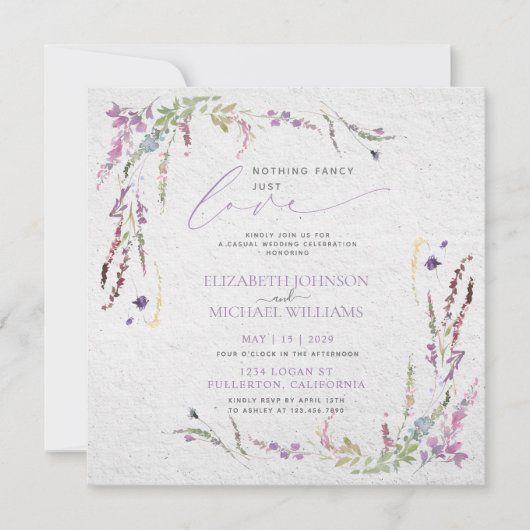 Nichts Extravagant nur Liebe Lässige Hochzeit Einladung (Vorderseite)