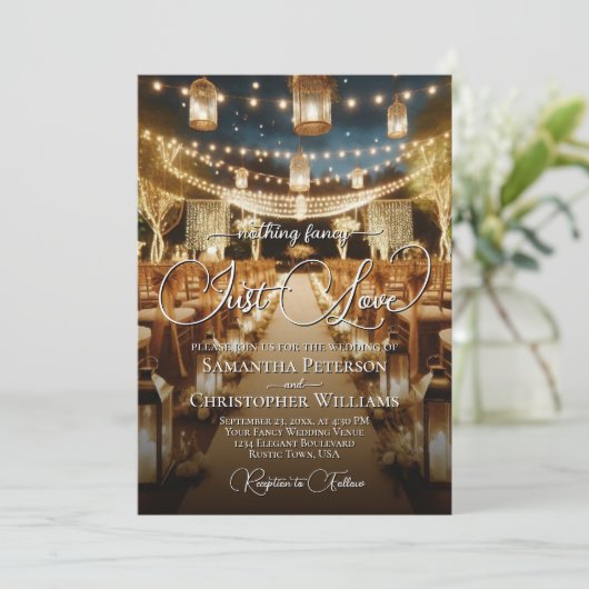 Nichts Extravagant nur Liebe Laternen & Lights Hoc Einladung (Stehend Vorderseite)