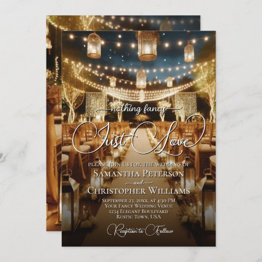 Nichts Extravagant nur Liebe Laternen & Lights Hoc Einladung (Vorne/Hinten)