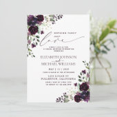 Nichts Extravagant nur Liebe Lila Lässige Hochzeit Einladung (Stehend Vorderseite)